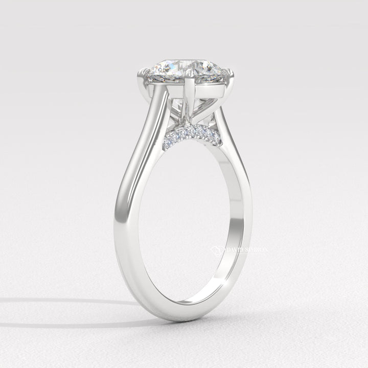 1.50CT-2.50CT Round Moissanite Bridge Set Diamond Solitaire Engagement Ring