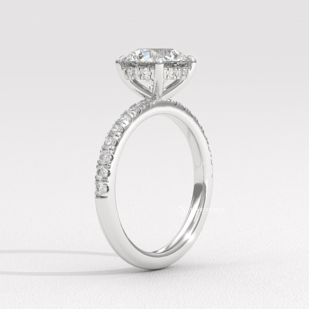 1.0CT-3.0CT Round Moissanite Diamond Hidden Halo Engagement Ring