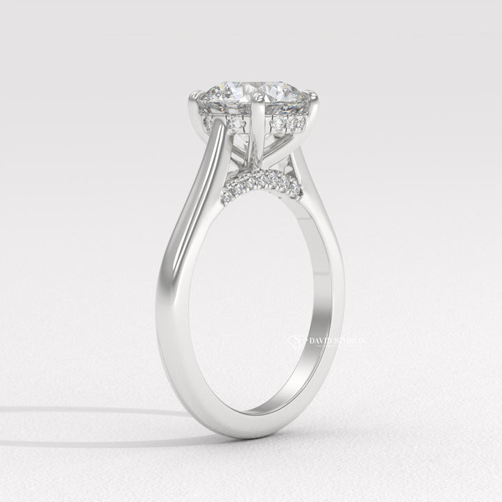 2.0CT-3.0CT Round Moissanite Diamond Hidden Halo Bridge Set Engagement Ring