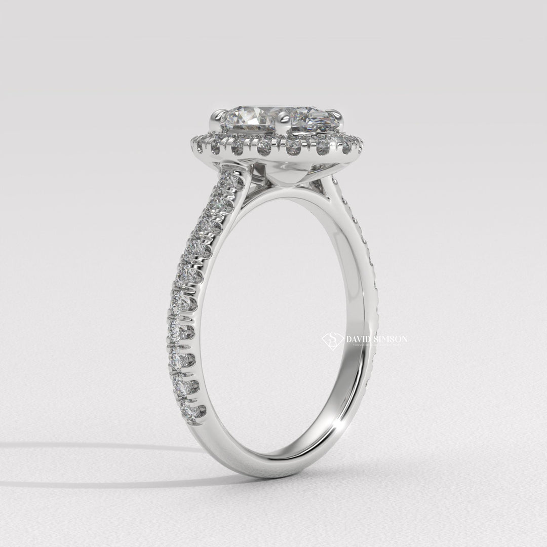 1.50CT-2.50CT Oval Cut Moissanite Halo Diamond Pave Engagement Ring