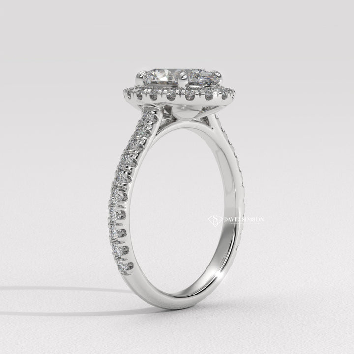 1.50CT-2.50CT Oval Cut Moissanite Halo Diamond Pave Engagement Ring