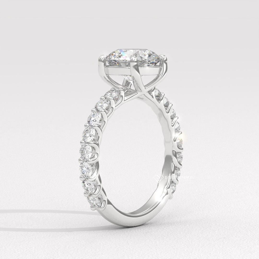 1.50CT-2.50CT Round Moissanite Diamond Pave Engagement Ring