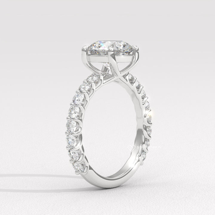 1.50CT-2.50CT Round Moissanite Diamond Pave Engagement Ring