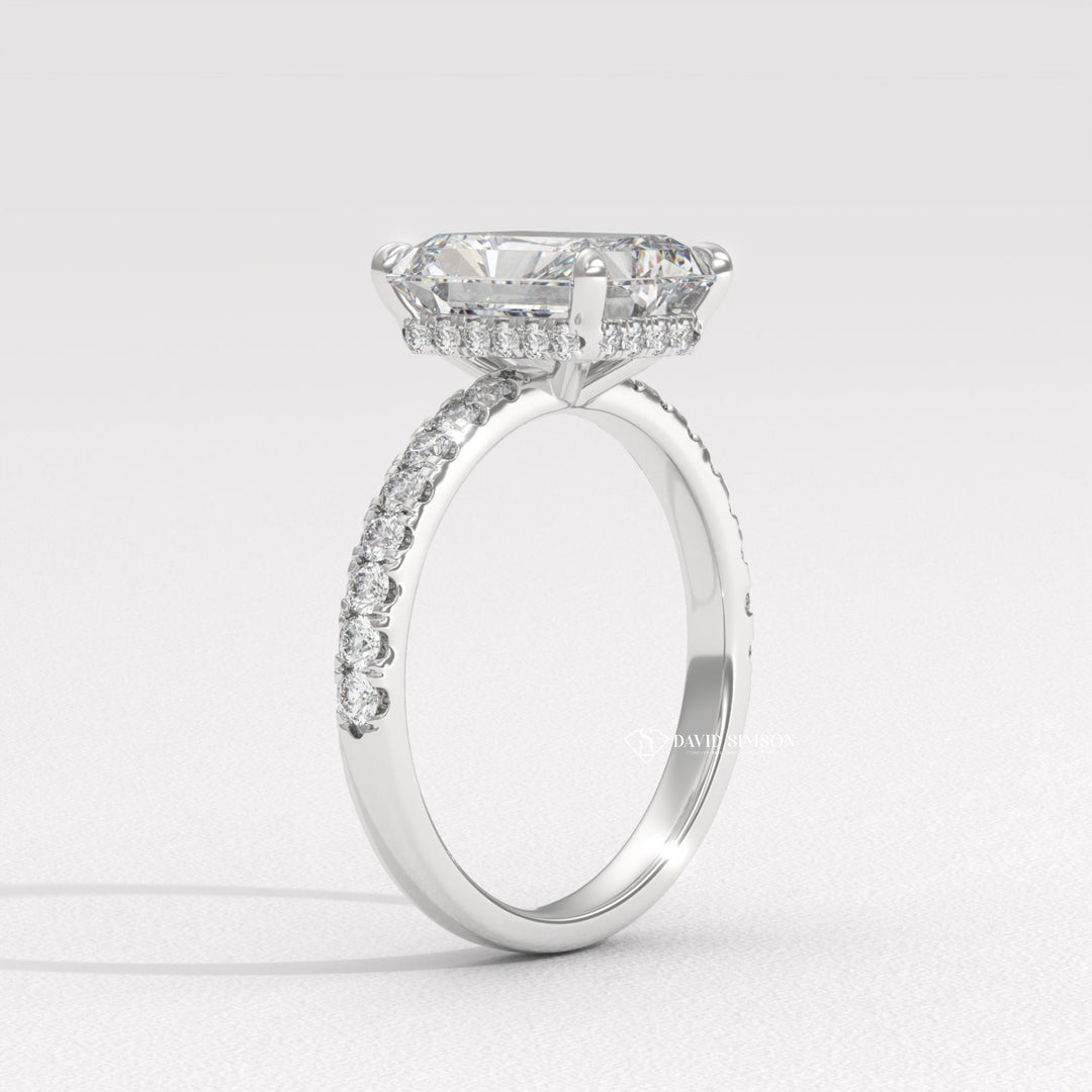 2.50CT-3.50CT Radiant Diamond Hidden Halo & pave Engagement Ring