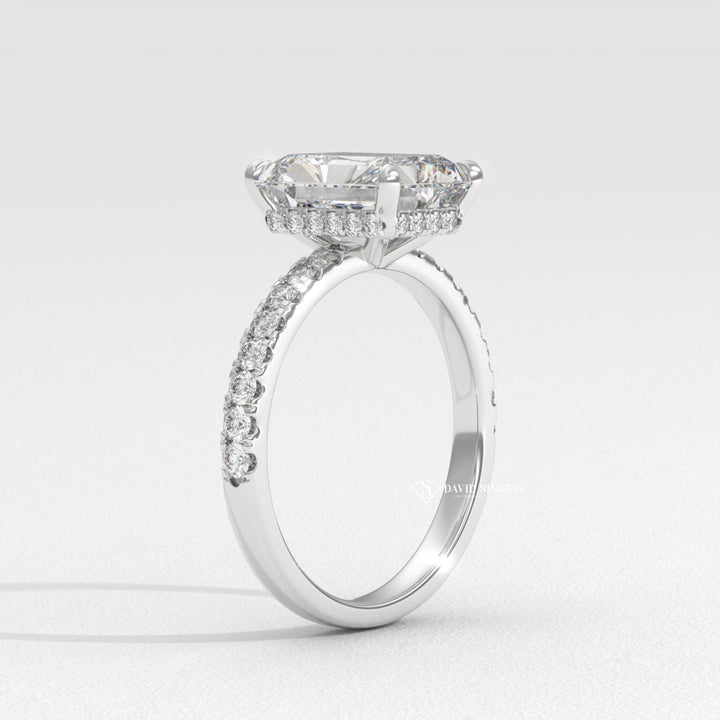 2.50CT-3.50CT Radiant Diamond Hidden Halo & pave Engagement Ring