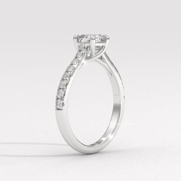 1.0CT-2.0CT Cushion Moissanite Diamond Pave Engagement Ring