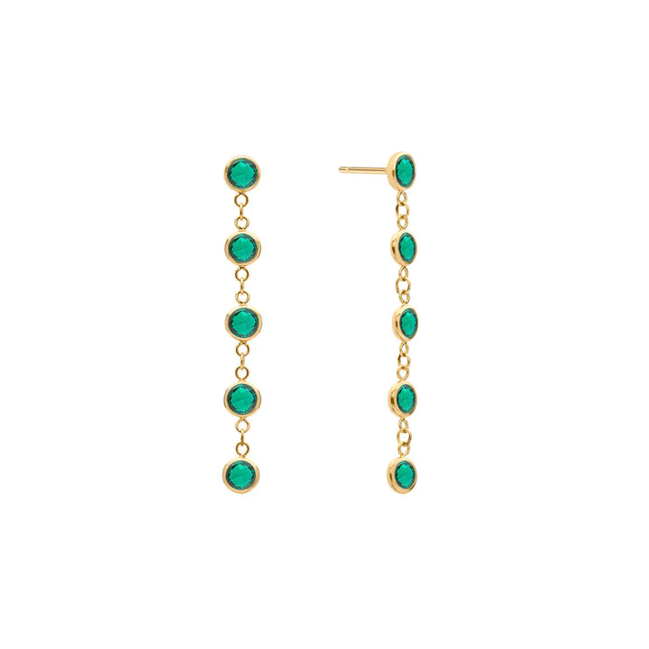 2.0CT Round Emerald Diamond May Birthstone Drop Earrings