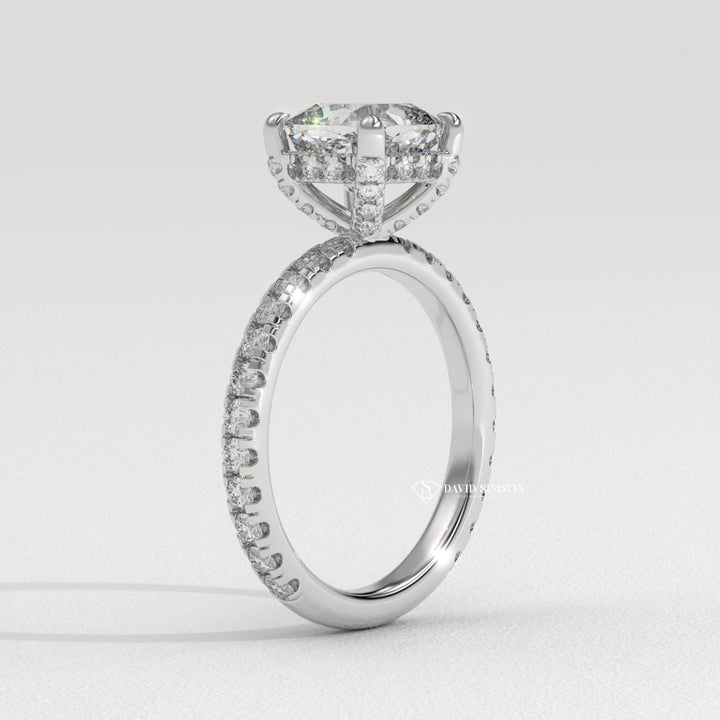 Unique hidden halo rings for women, Hidden halo oval cut engagement rings, Hidden halo vs solitaire engagement rings, Hidden halo rings for men