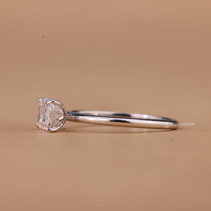 White Gold Moissanite, Yellow Gold Radiant, Rose Gold Hidden Halo, East West Bridal Ring, Alternative Engagement Ring, Personalized Ring, Statement Moissanite Ring, Crushed Ice Radiant

