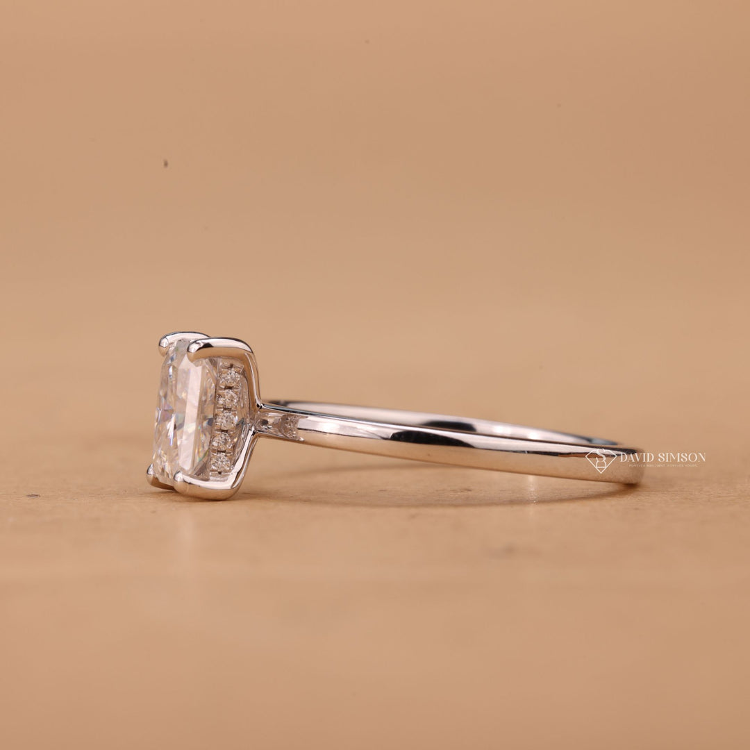 Radiant Halo Jewelry, Yellow Gold Radiant Ring, White Gold Radiant Ring, Rose Gold Radiant Ring, Anniversary Gift for Her, Custom Engagement Ring, Large Radiant Moissanite