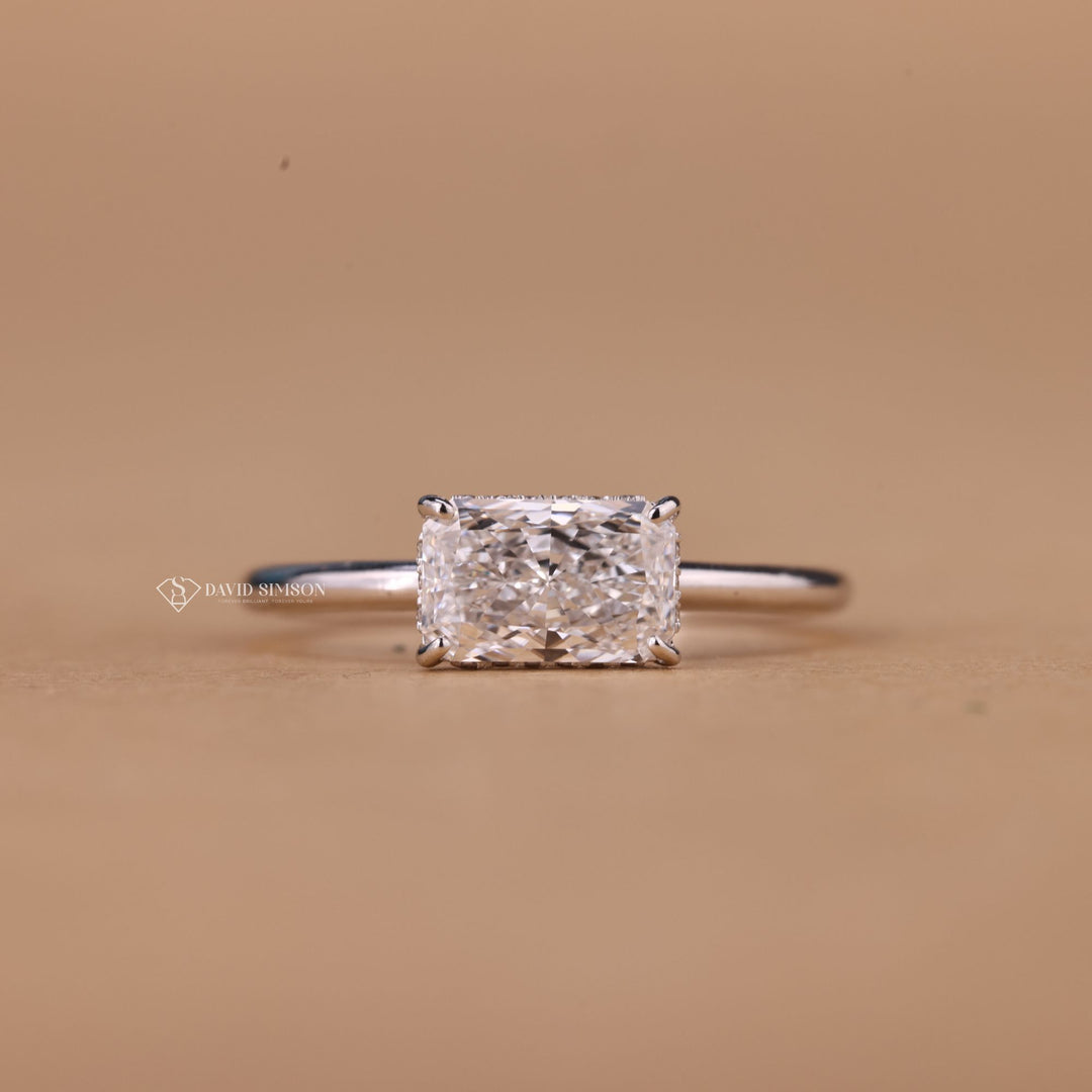 Under Halo Ring, Radiant Shape Ring, Ethical Engagement Ring, Anniversary Gift for Her, Custom Moissanite Ring, Luxury Moissanite, 14k Gold Radiant Ring, 18k Gold Radiant Ring, 