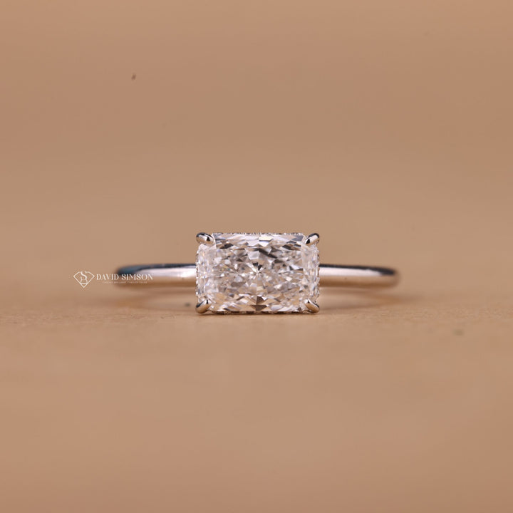 Under Halo Ring, Radiant Shape Ring, Ethical Engagement Ring, Anniversary Gift for Her, Custom Moissanite Ring, Luxury Moissanite, 14k Gold Radiant Ring, 18k Gold Radiant Ring, 