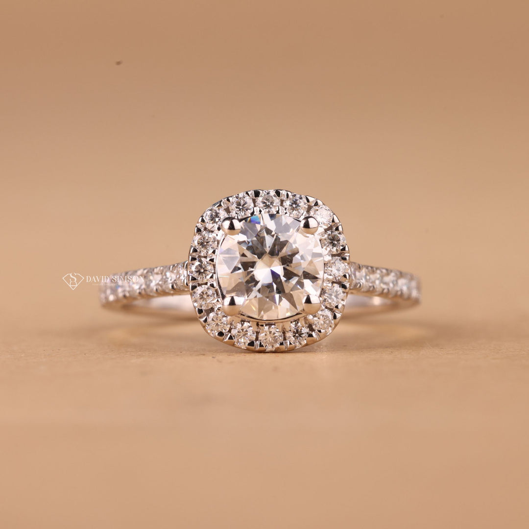 Anniversary Gift for Her, Proposal Ring for Women, Luxury Moissanite Ring, Pave Halo Ring, Sparkling Moissanite,