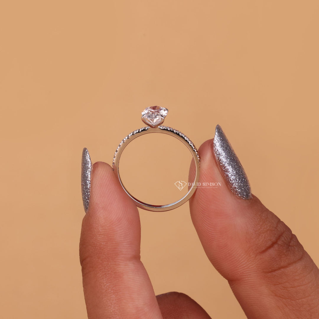 Anniversary Gift for Her, Unique Proposal Ring, Luxury Moissanite Ring, Brilliant Oval Cut, Sparkling Pave Ring, Oval Solitaire Pave, Modern Bridal Ring, Custom Moissanite Ring, 