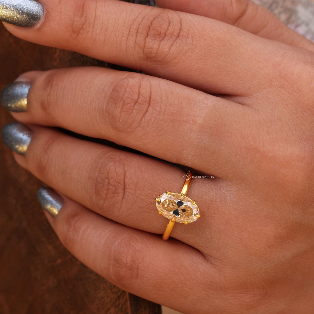  Anniversary Ring, Unique Engagement Ring, Dainty Gold Band, Conflict Free Ring, Sustainable Luxury,