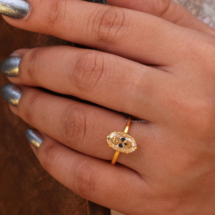  Anniversary Ring, Unique Engagement Ring, Dainty Gold Band, Conflict Free Ring, Sustainable Luxury,