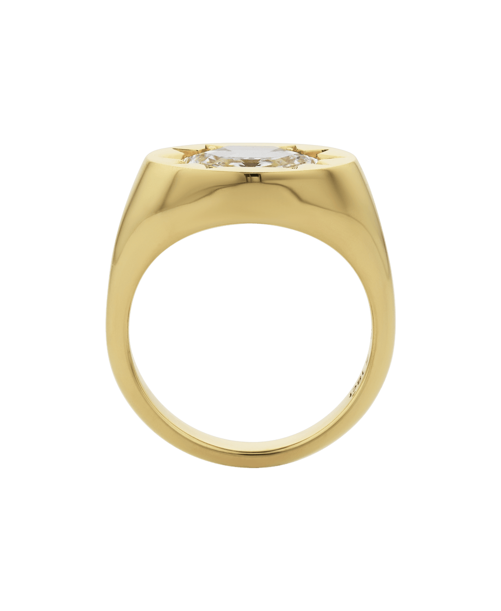 Mixed Cut HexagonChunky Engagement RingMinimalist Signet RingSolid Gold SignetLab Diamond SignetUnique Cut EngagementBold Bridal JewelryStatement Signet RingHexagon Cut Solitaire
