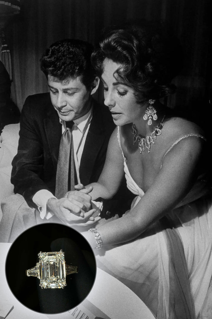 10.0CT Emerald Cut Three Stone Diamond Elizabeth Taylor Engagement Ring