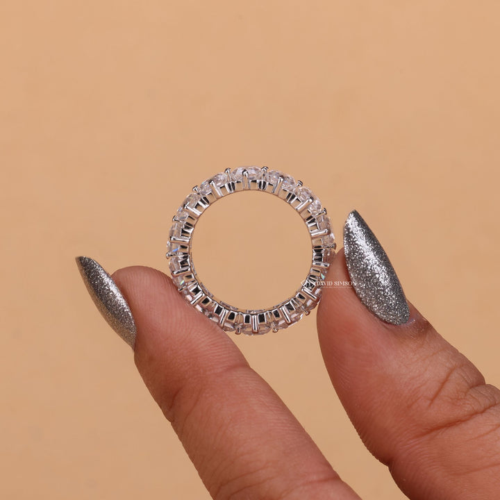 Continuous Moissanite Wedding Band
Asscher Cut Anniversary Ring
High Sparkle Eternity Band
