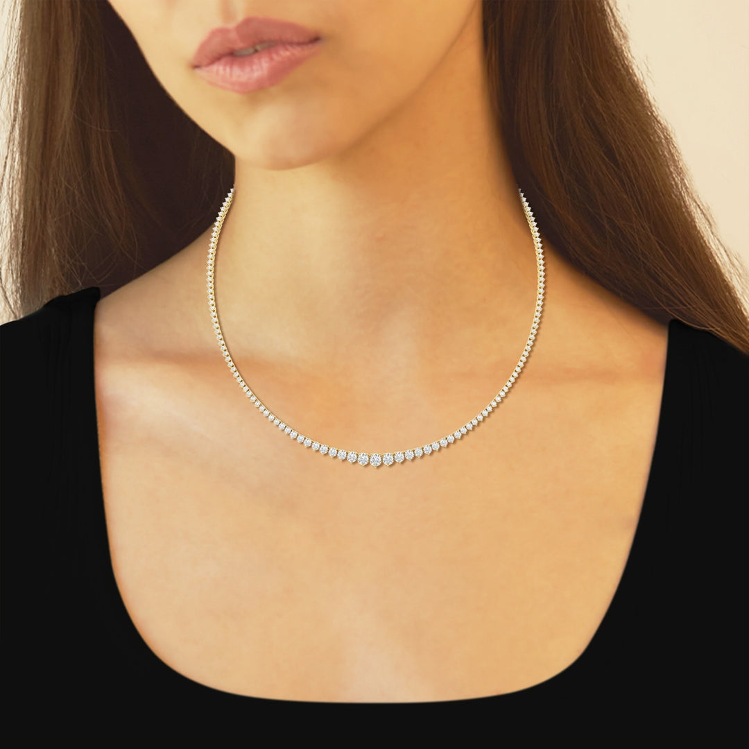 Round Cut Diamond Lab Grown Tennis Necklace for Her