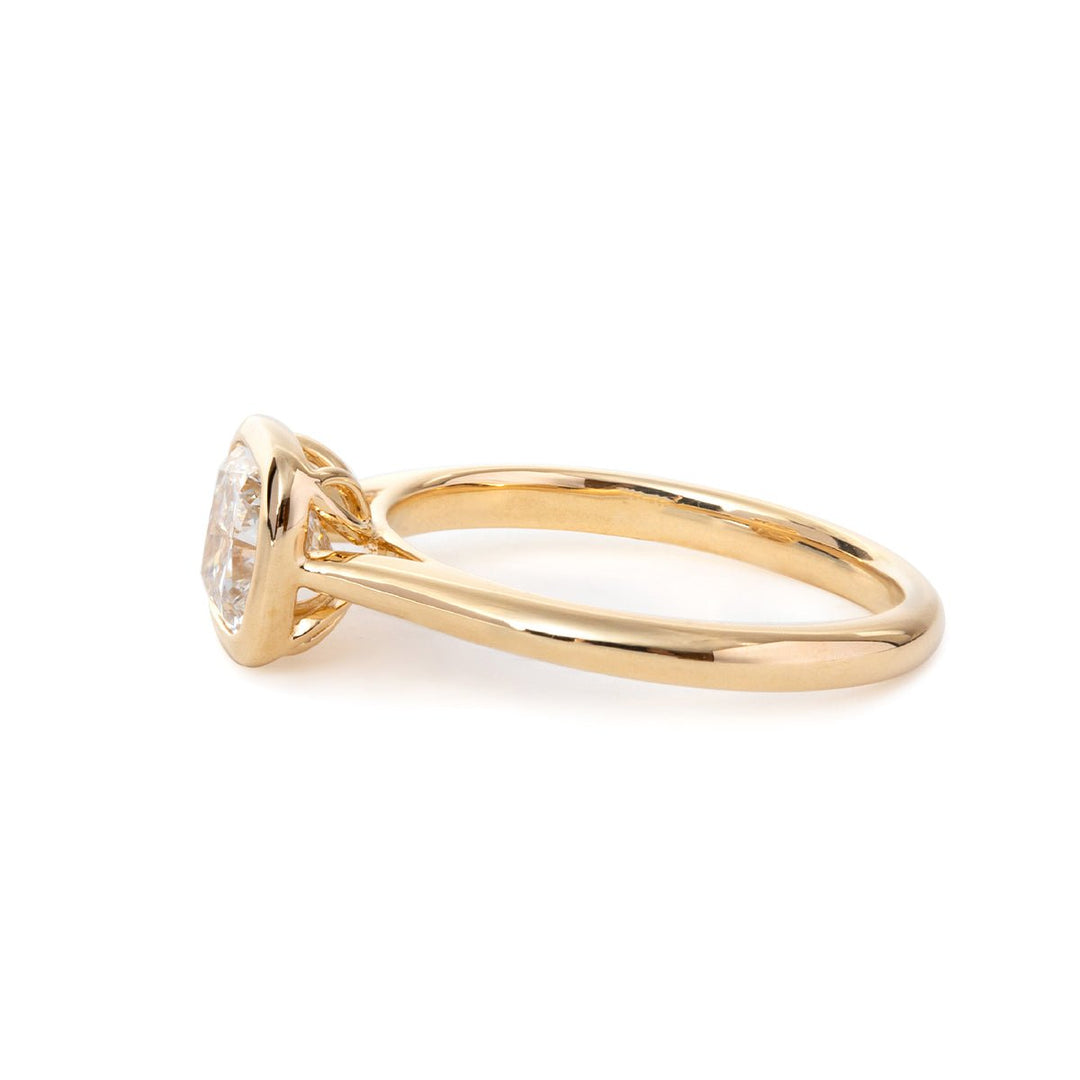 Bezel Set Cushion Cut Diamond Ring
