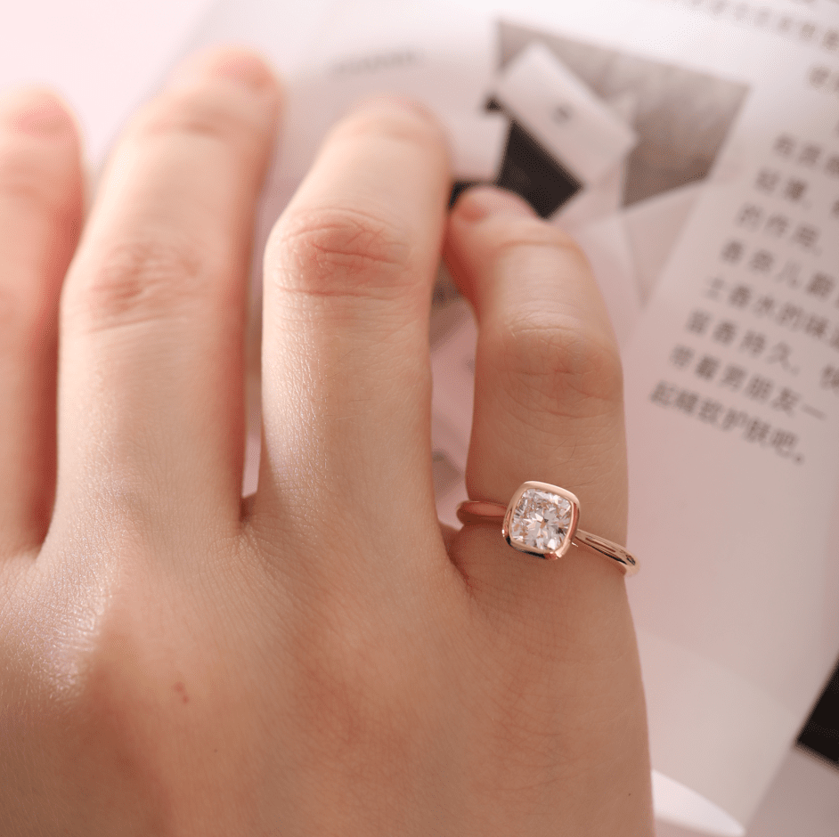 Bezel Set Cushion Engagement Ring Design
