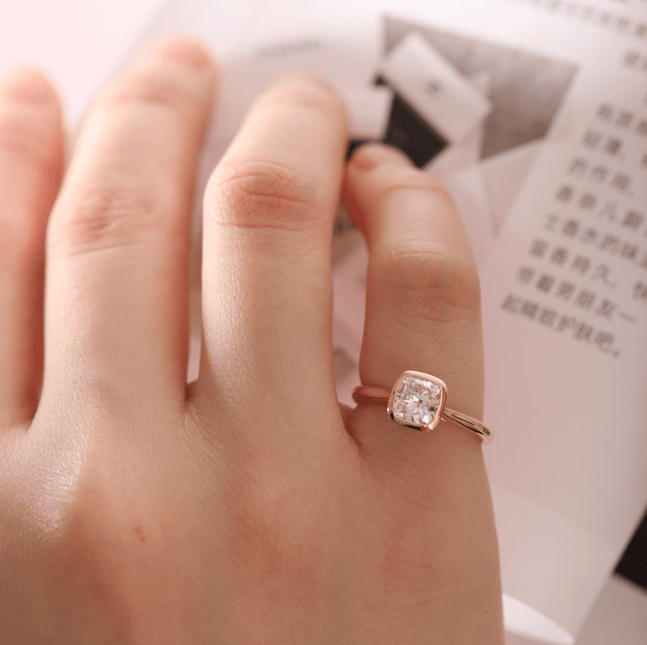 Bezel Set Cushion Engagement Ring Design
