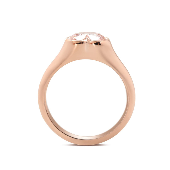 Romantic Bridal Jewelry
Pink Gemstone Ring
Heart Shaped Bezel
Low Profile Heart Ring
Gold Heart Ring
