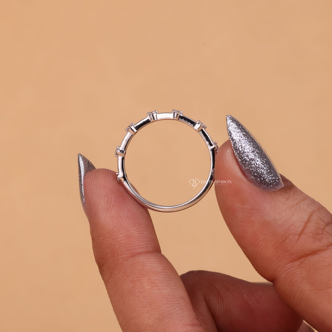 Bridal Band, Distance Wedding Ring, Eternity Guard Ring, Ethical Wedding Jewelry, Round Brilliant Band, Scalloped Eternity Band, Shared Prong Eternity, Moissanite Stacker, 