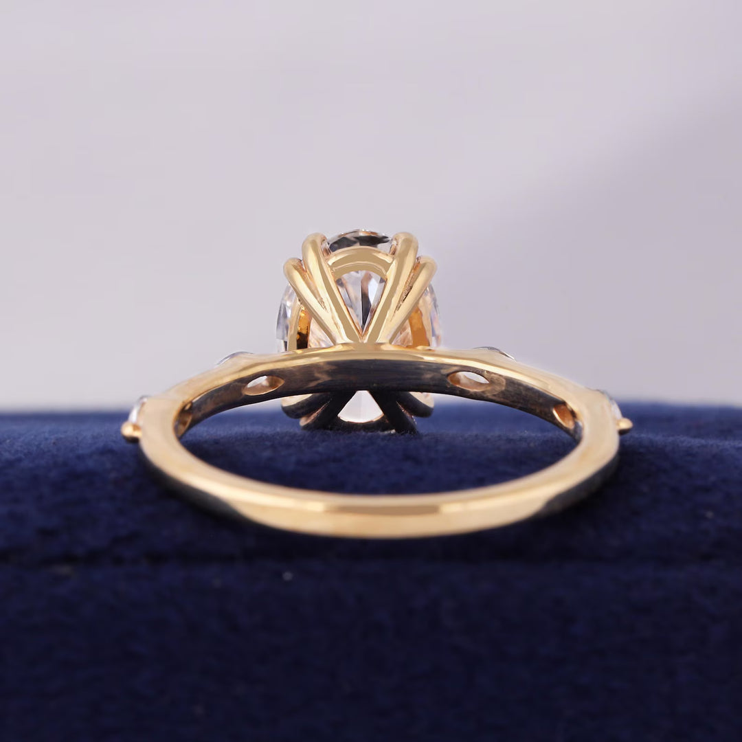 Double Claw Prongs
Gold Moissanite Ring
Platinum Engagement Ring
Bridal Jewelry
Wedding Ring Ideas
Sustainable Luxury
