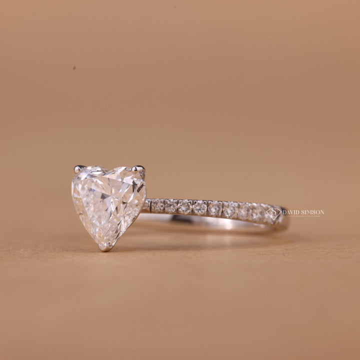 Dainty Pave Heart Ring
Unique Heart Engagement Ring
Brilliant Heart Cut Moissanite
