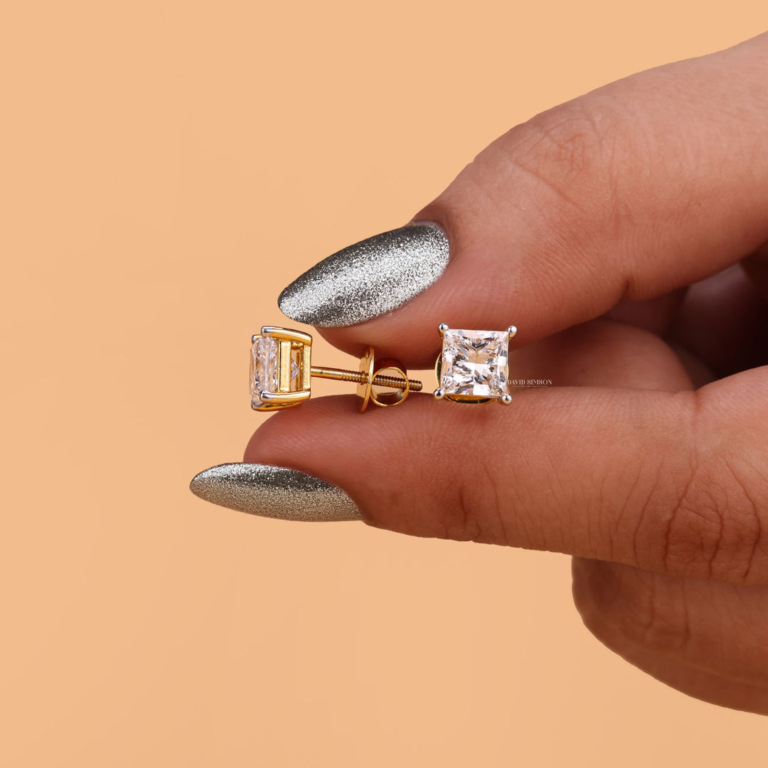 Hypoallergenic Princess Cut Earrings
Four Prong V-Prong Setting Studs
Minimalist Square Diamond Studs
Screw Back Moissanite Studs
Push Back Princess Cut Earrings 