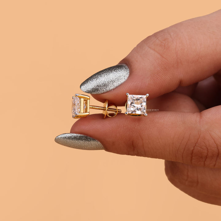 Hypoallergenic Princess Cut Earrings
Four Prong V-Prong Setting Studs
Minimalist Square Diamond Studs
Screw Back Moissanite Studs
Push Back Princess Cut Earrings 