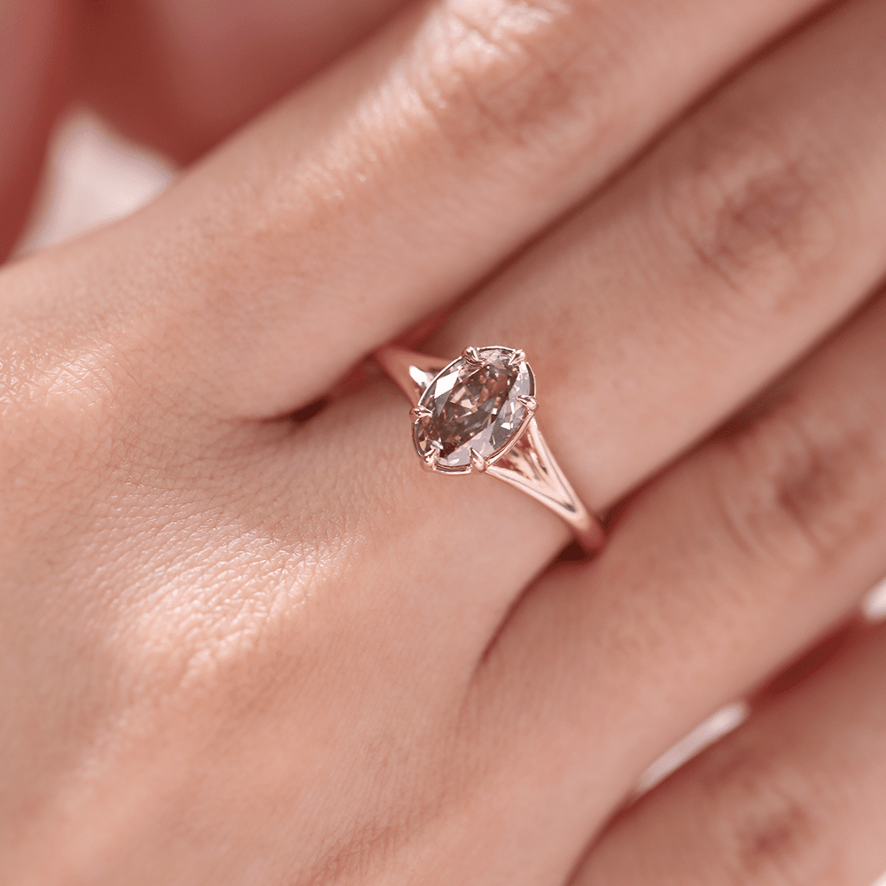 2 Carat Brown DiamondOld Mine Cut SolitaireOval Brown DiamondVintage Engagement RingCognac Diamond Ring