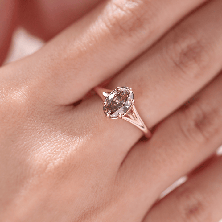 2 Carat Brown DiamondOld Mine Cut SolitaireOval Brown DiamondVintage Engagement RingCognac Diamond Ring