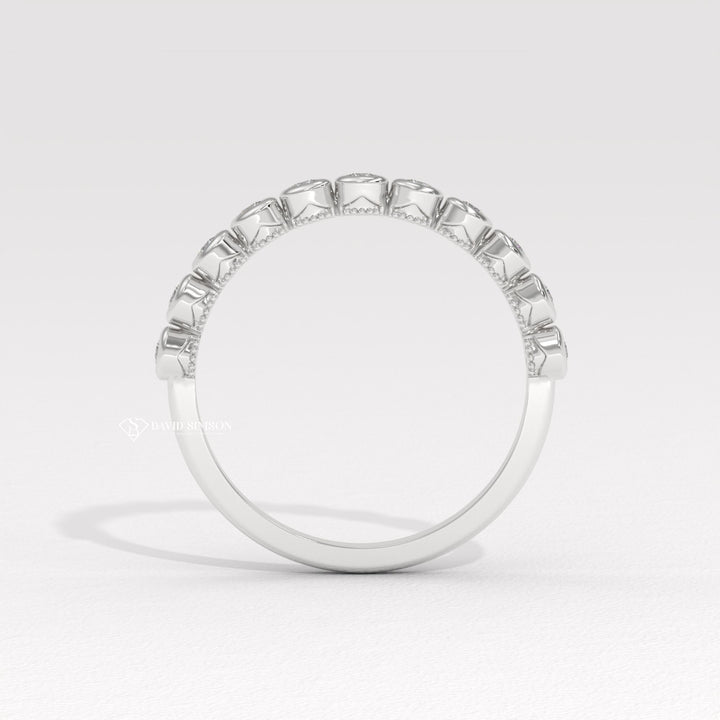 Bubble Moissanite Ring
Bezel Eternity Band
Dot Dash Ring
Bubble Stacking Ring
Moissanite Bezel Ring