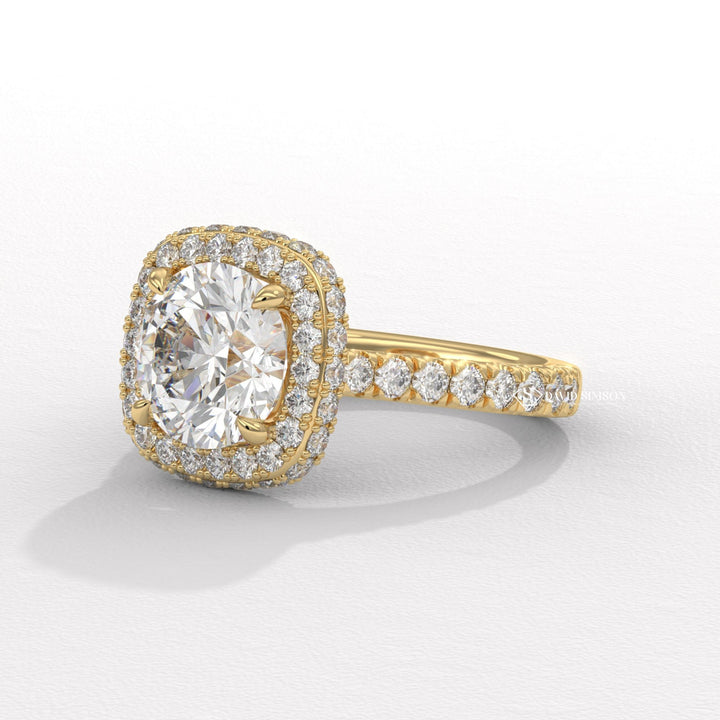 Buy princess cut double halo ring, Oval cut double halo ring, Exclusive double halo rings, 