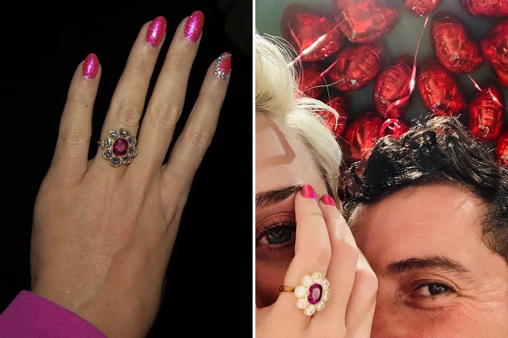 2.0CT Ruby Oval Diamond Floral Halo Katy Perry Engagement Ring — best engagement rings in USA