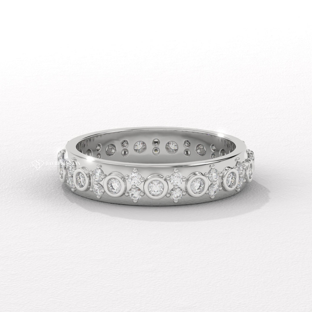 White gold diamond wedding band, Yellow gold diamond wedding band, Rose gold diamond wedding band, Two-tone diamond wedding band, Certified diamond wedding band, Handcrafted diamond wedding band