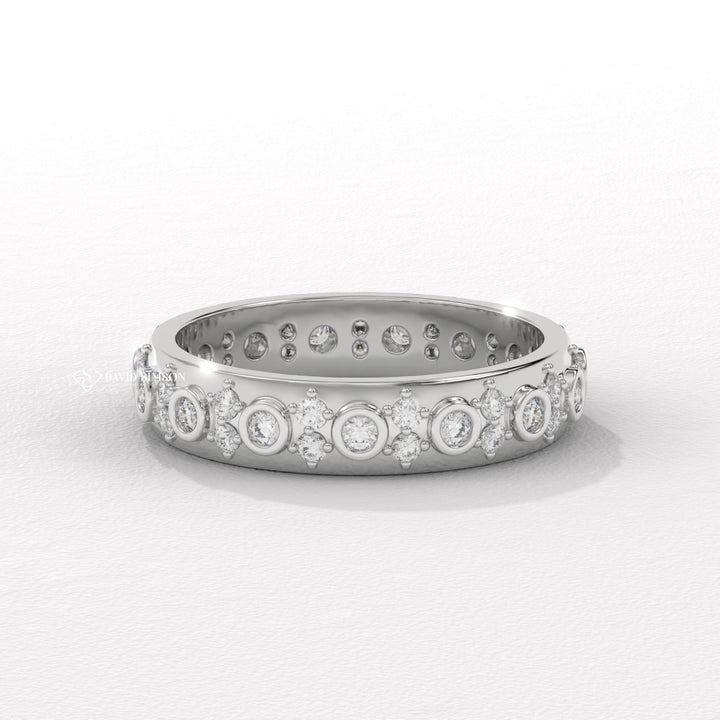White gold diamond wedding band, Yellow gold diamond wedding band, Rose gold diamond wedding band, Two-tone diamond wedding band, Certified diamond wedding band, Handcrafted diamond wedding band