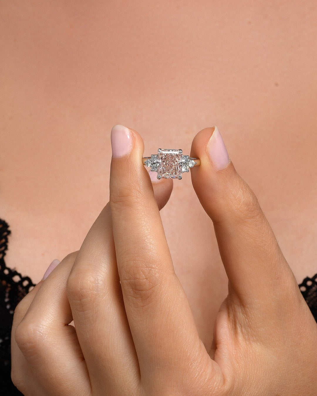 Peach Moissanite Ring
Radiant Cut Moissanite
Cluster Engagement Ring
