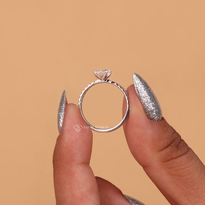 Dainty Pave Moissanite Ring
Unique Emerald Engagement Ring
Conflict-Free Diamond Alternative
