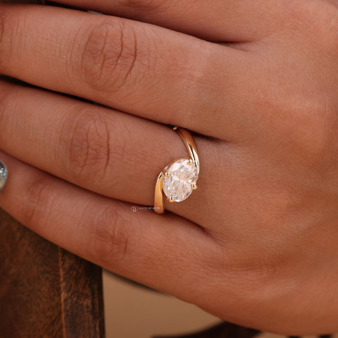  Anniversary Gift, Statement Ring, Conflict Free Ring, Sustainable Luxury, Handcrafted Ring, Yellow Gold Moissanite, 