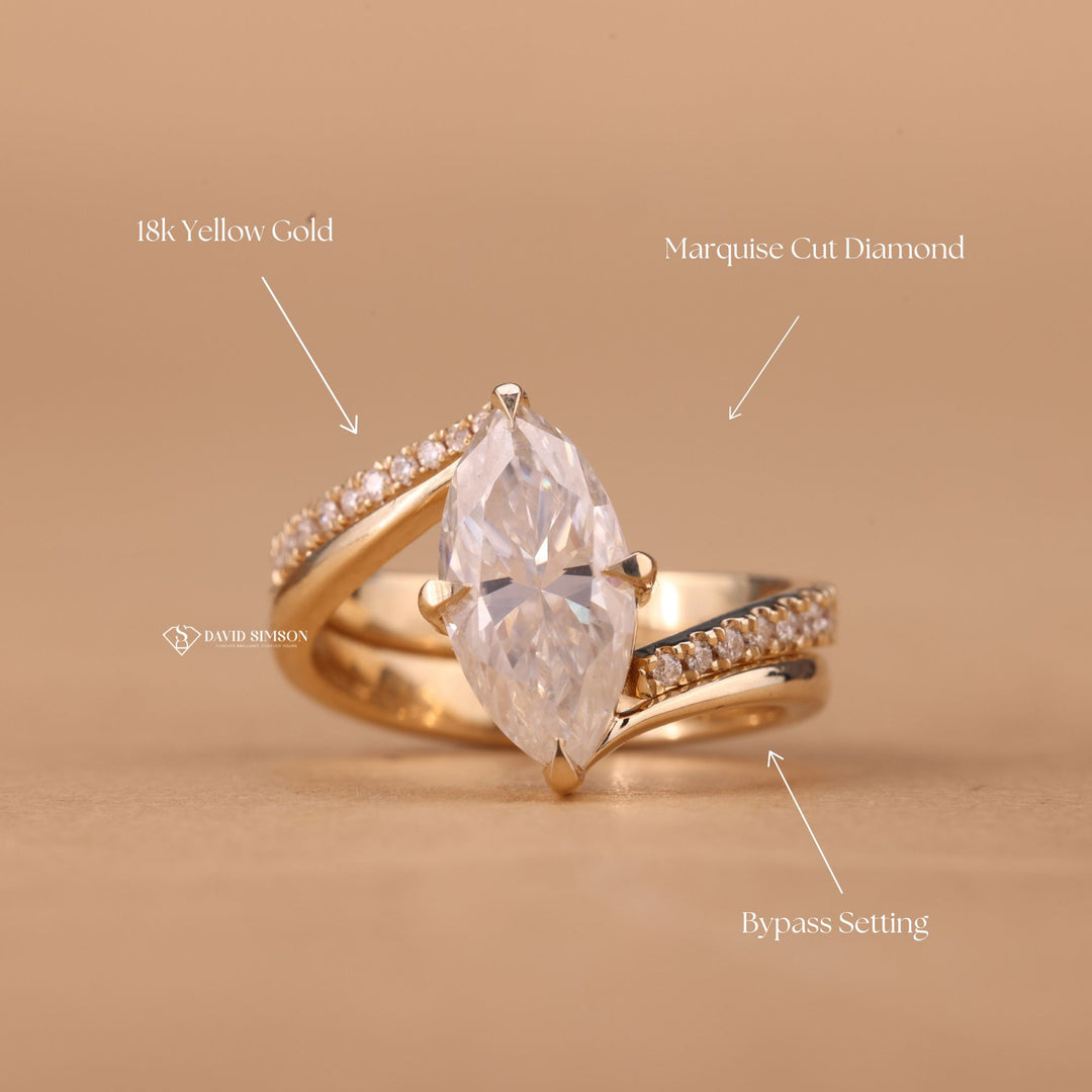 Two Piece Wedding Set
Marquise Solitaire Bypass
Large Marquise Ring
Anniversary Ring Set
Custom Marquise Jewelry