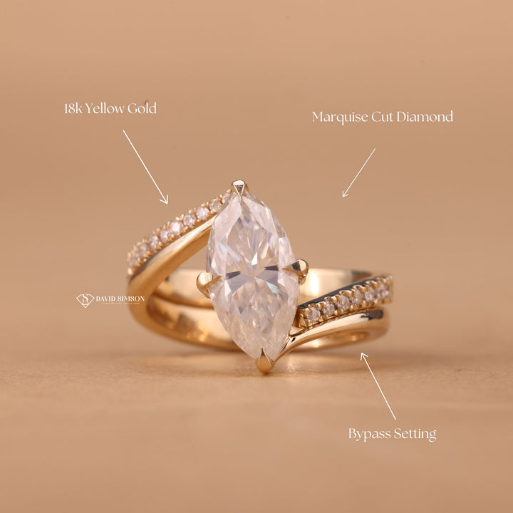 Two Piece Wedding Set
Marquise Solitaire Bypass
Large Marquise Ring
Anniversary Ring Set
Custom Marquise Jewelry