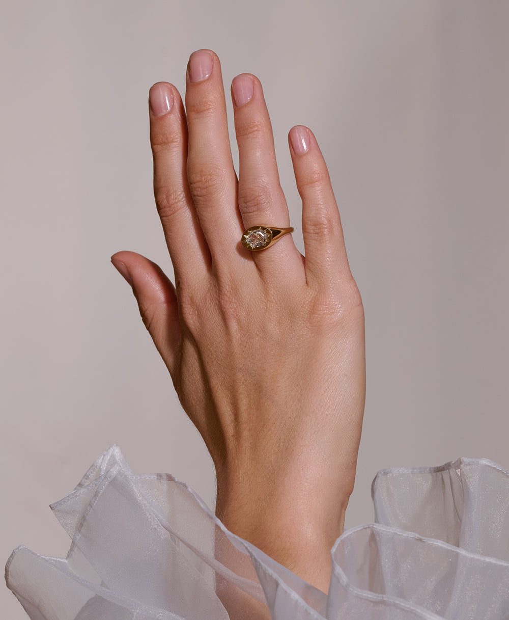 Lab Diamond SignetUnique Cut EngagementBold Bridal JewelryStatement Signet RingHexagon Cut SolitaireContemporary SignetArt Deco Signet RingEdgy Bridal StyleLuxury Signet RingBespoke Diamond Signet