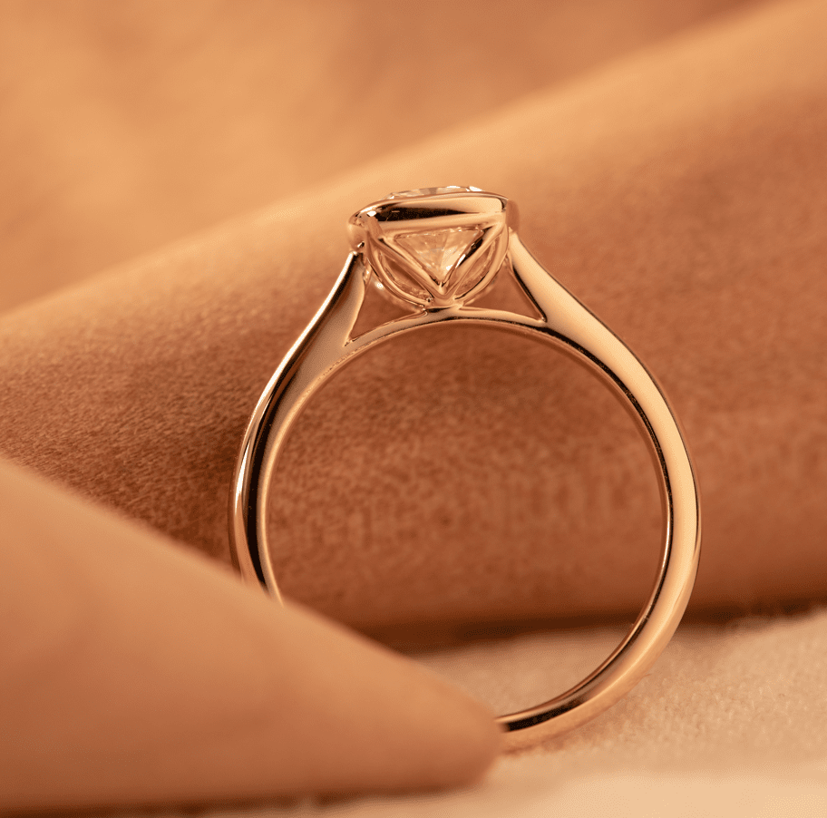 Cushion Cut Bezel Set Wedding Ring
