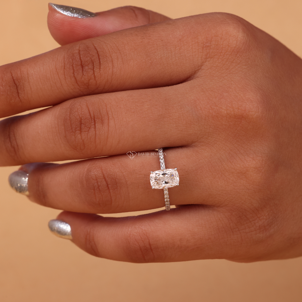 Moissanite Engagement Ring
Elongated Cushion Engagement Ring
Pave Diamond Band Ring
