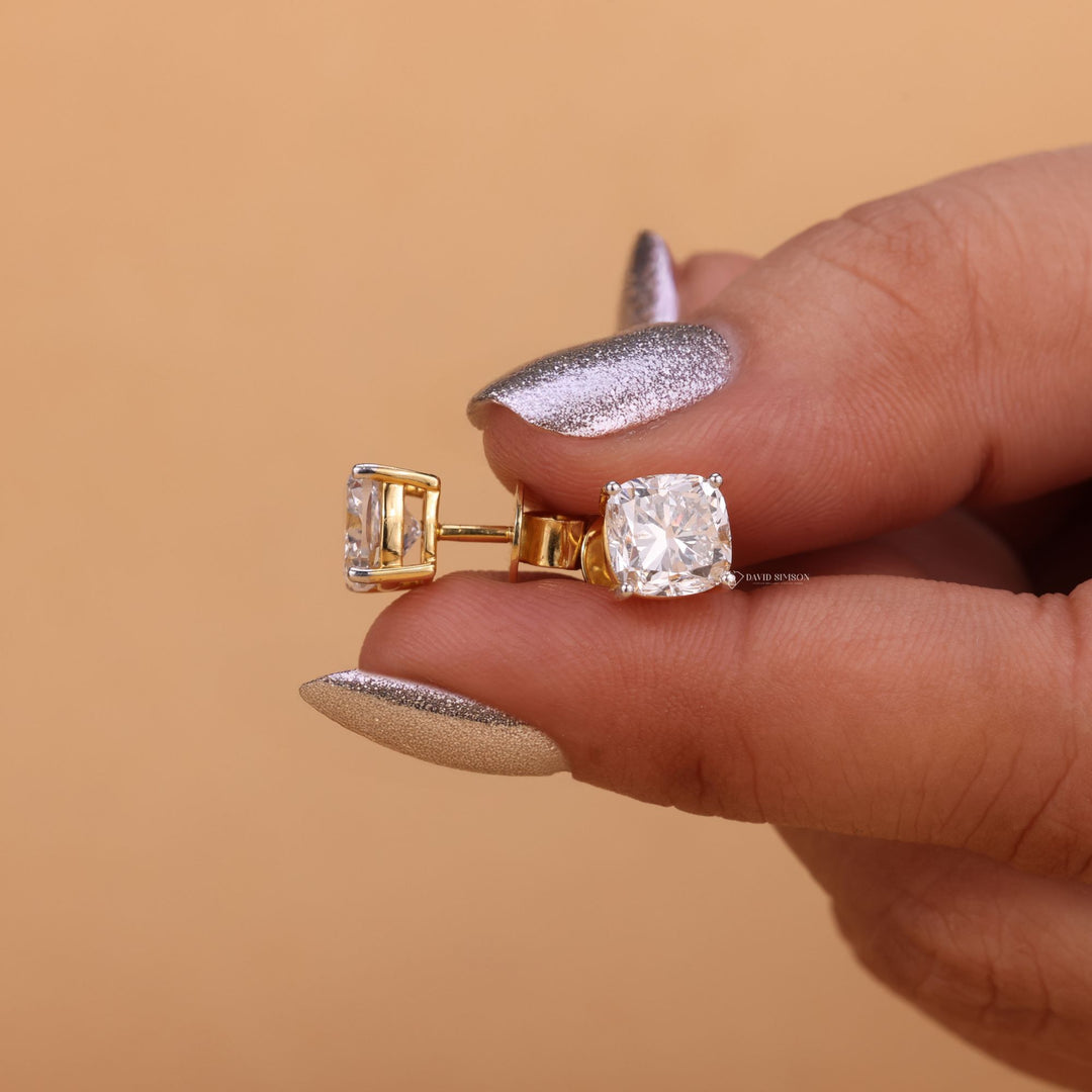 Cushion Halo Studs, Square Cut Earrings, Minimalist Jewelry, Everyday Luxury, Bridal Studs,