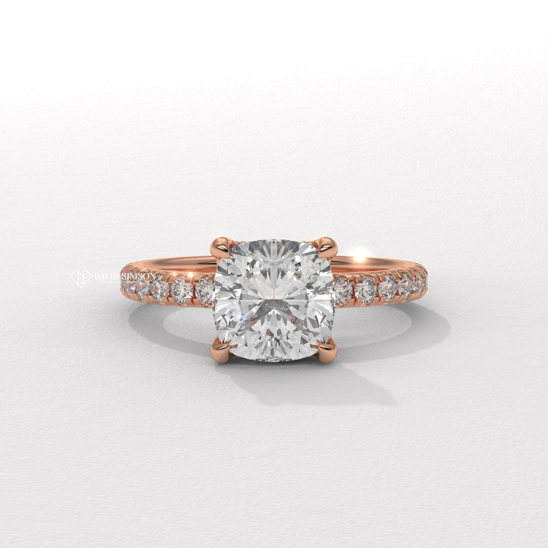Cushion unique engagement ring, Cushion traditional engagement ring, Cushion contemporary engagement ring, Cushion minimalist engagement ring, 